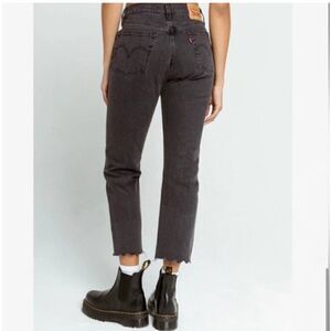 Levi’s 501 Gray Wash Crop Scallop Hem Jeans